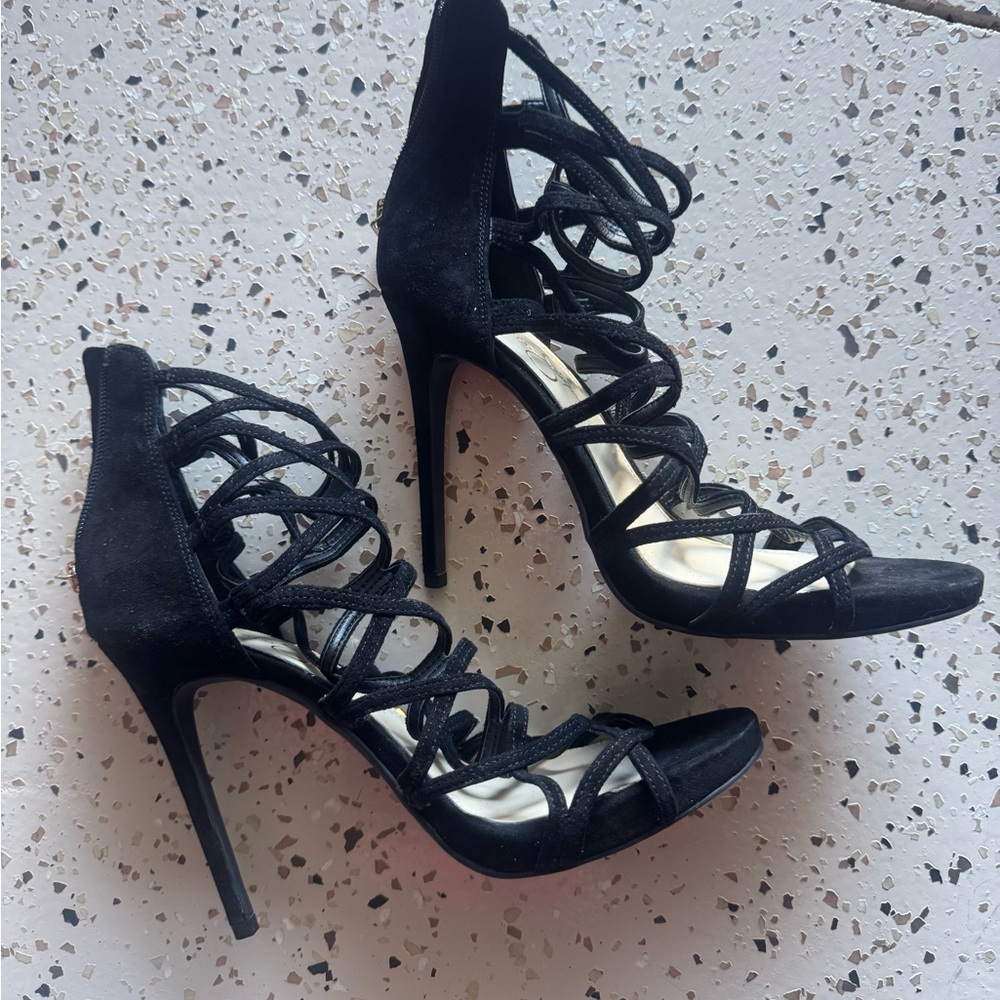 Jessica Simpson Elegant Black Strappy Heels
